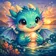 Colorful and expressive fantasy creature avatar for a profile picture, featuring a whimsical design with vibrant hues.